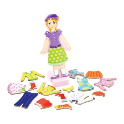 VIGA Drevené puzzle - obliekanie figuríny - Dievčatko