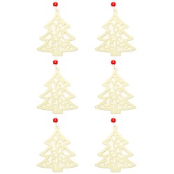 Ozdoby na vianočný stromček z filcu 6 ks - stromčeky krémové
