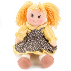 Látková bábika - 30 cm-ová textilná - v hnedo-žltých šatách