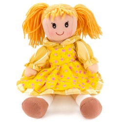 Látková bábika - 30 cm-ová textilná - v žltých šatách