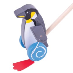 BIGJIGS Drevená hračka na tlačenie - Tučniak