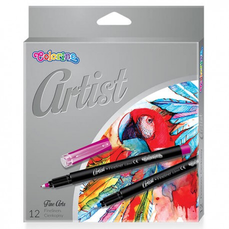 Colorino Artist farebné fixky s extra-tenkým hrotom - 12 farieb