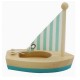 Drevená hračka na vodu - mini plachetnica modrá