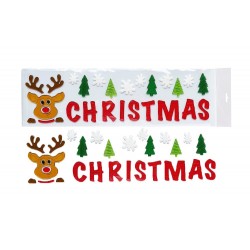 Vianočné ozdoby - nálepky na okno sobík s nápisom CHRISTMAS