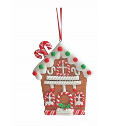 Ozdoba na vianočný stromček - Perníkový domček s pruhovanými oknami