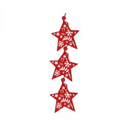 Drevená vianočná ozdoba na zavesenie - 3 červené hviezdičky