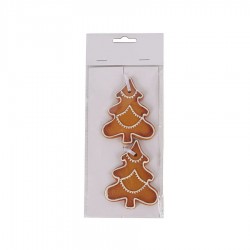 Keramické vianočné ozdoby na zavesenie - medovníkové stromčeky 2 ks