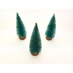 Mini dekoračné stromčeky 27 cm tmavo-zelené s trblietkami - 3 kusy