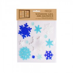 Vianočné ozdoby - nálepky na okno snehové vločky modré a biele