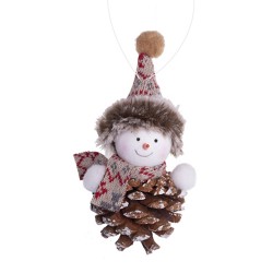 Ozdoba na vianočný stromček - Snehuliak s baranicou na šiške