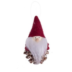 Ozdoba na vianočný stromček - Škriatok s bordovou čiapkou na šiške