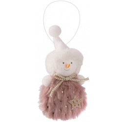 Vianočná ozdoba na zavesenie - plyšový snehuliak s hviezdičkou