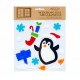 Vianočné ozdoby - nálepky na okno Tučniak s vločkami a darčekom