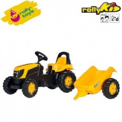 Rolly Toys Detský šlapací traktor Kid JCB s vlečkou