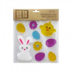 Veľkonočné ozdoby - nálepky na okno zajačik a kuriatko s vajíčkami a kvetmi
